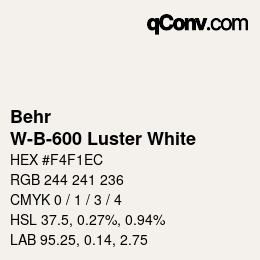 カラーコード: Behr - W-B-600 Luster White | qconv.com