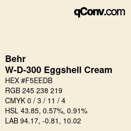 Color code: Behr - W-D-300 Eggshell Cream | qconv.com