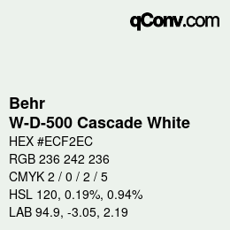 Code couleur: Behr - W-D-500 Cascade White | qconv.com
