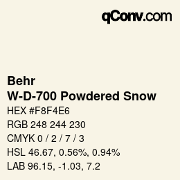 Farbcode: Behr - W-D-700 Powdered Snow | qconv.com