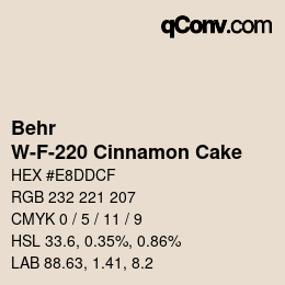 Color code: Behr - W-F-220 Cinnamon Cake | qconv.com