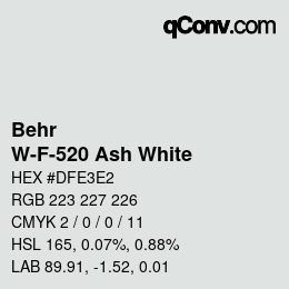 Color code: Behr - W-F-520 Ash White | qconv.com