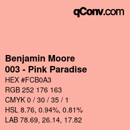 カラーコード: Benjamin Moore - 003 - Pink Paradise | qconv.com