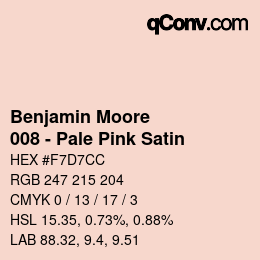 カラーコード: Benjamin Moore - 008 - Pale Pink Satin | qconv.com