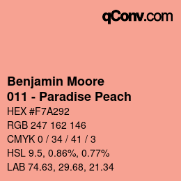 カラーコード: Benjamin Moore - 011 - Paradise Peach | qconv.com