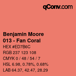 Farbcode: Benjamin Moore - 013 - Fan Coral | qconv.com