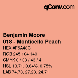 カラーコード: Benjamin Moore - 018 - Monticello Peach | qconv.com