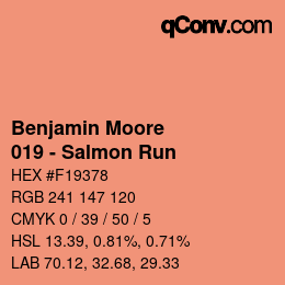 カラーコード: Benjamin Moore - 019 - Salmon Run | qconv.com