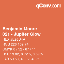 カラーコード: Benjamin Moore - 021 - Jupiter Glow | qconv.com