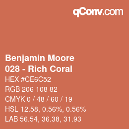 Farbcode: Benjamin Moore - 028 - Rich Coral | qconv.com