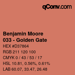 Código de color: Benjamin Moore - 033 - Golden Gate | qconv.com