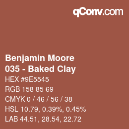 Código de color: Benjamin Moore - 035 - Baked Clay | qconv.com