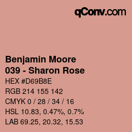 カラーコード: Benjamin Moore - 039 - Sharon Rose | qconv.com