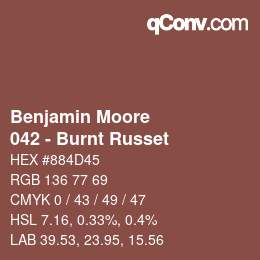 カラーコード: Benjamin Moore - 042 - Burnt Russet | qconv.com