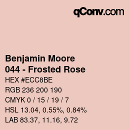 颜色代码: Benjamin Moore - 044 - Frosted Rose | qconv.com