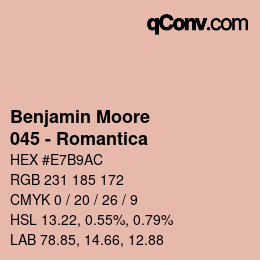 カラーコード: Benjamin Moore - 045 - Romantica | qconv.com