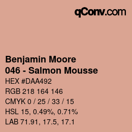 Code couleur: Benjamin Moore - 046 - Salmon Mousse | qconv.com