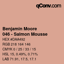 Code couleur: Benjamin Moore - 046 - Salmon Mousse | qconv.com