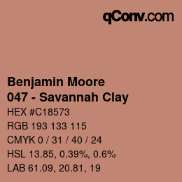 カラーコード: Benjamin Moore - 047 - Savannah Clay | qconv.com