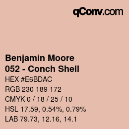 颜色代码: Benjamin Moore - 052 - Conch Shell | qconv.com