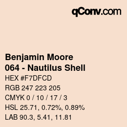 颜色代码: Benjamin Moore - 064 - Nautilus Shell | qconv.com
