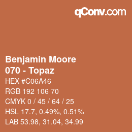 カラーコード: Benjamin Moore - 070 - Topaz | qconv.com