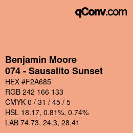 カラーコード: Benjamin Moore - 074 - Sausalito Sunset | qconv.com