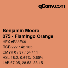 Code couleur: Benjamin Moore - 075 - Flamingo Orange | qconv.com