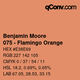 颜色代码: Benjamin Moore - 075 - Flamingo Orange | qconv.com