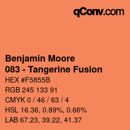 颜色代码: Benjamin Moore - 083 - Tangerine Fusion | qconv.com