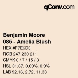 カラーコード: Benjamin Moore - 085 - Amelia Blush | qconv.com