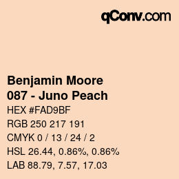 カラーコード: Benjamin Moore - 087 - Juno Peach | qconv.com