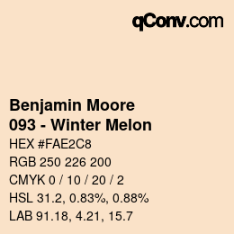 カラーコード: Benjamin Moore - 093 - Winter Melon | qconv.com