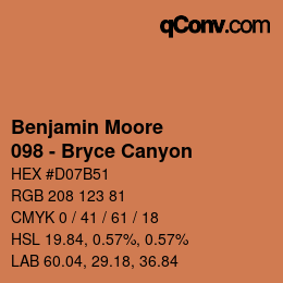 カラーコード: Benjamin Moore - 098 - Bryce Canyon | qconv.com