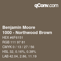 Farbcode: Benjamin Moore - 1000 - Northwood Brown | qconv.com