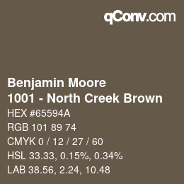 Color code: Benjamin Moore - 1001 - North Creek Brown | qconv.com