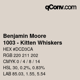 Color code: Benjamin Moore - 1003 - Kitten Whiskers | qconv.com