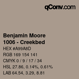 Código de color: Benjamin Moore - 1006 - Creekbed | qconv.com