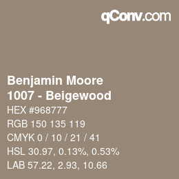 Código de color: Benjamin Moore - 1007 - Beigewood | qconv.com