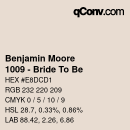 Farbcode: Benjamin Moore - 1009 - Bride To Be | qconv.com