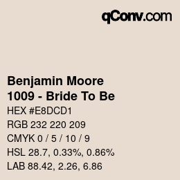 Código de color: Benjamin Moore - 1009 - Bride To Be | qconv.com