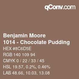 颜色代码: Benjamin Moore - 1014 - Chocolate Pudding | qconv.com