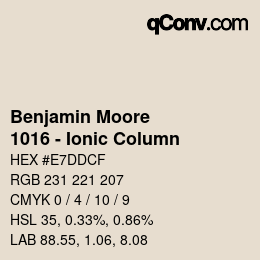 颜色代码: Benjamin Moore - 1016 - Ionic Column | qconv.com