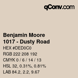 Código de color: Benjamin Moore - 1017 - Dusty Road | qconv.com