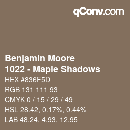 カラーコード: Benjamin Moore - 1022 - Maple Shadows | qconv.com