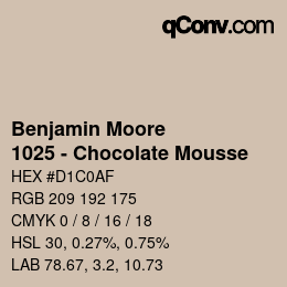 Código de color: Benjamin Moore - 1025 - Chocolate Mousse | qconv.com