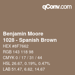 Code couleur: Benjamin Moore - 1028 - Spanish Brown | qconv.com