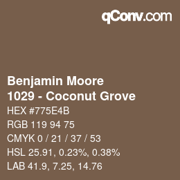 Código de color: Benjamin Moore - 1029 - Coconut Grove | qconv.com