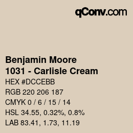 Color code: Benjamin Moore - 1031 - Carlisle Cream | qconv.com