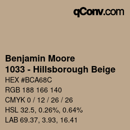 Farbcode: Benjamin Moore - 1033 - Hillsborough Beige | qconv.com